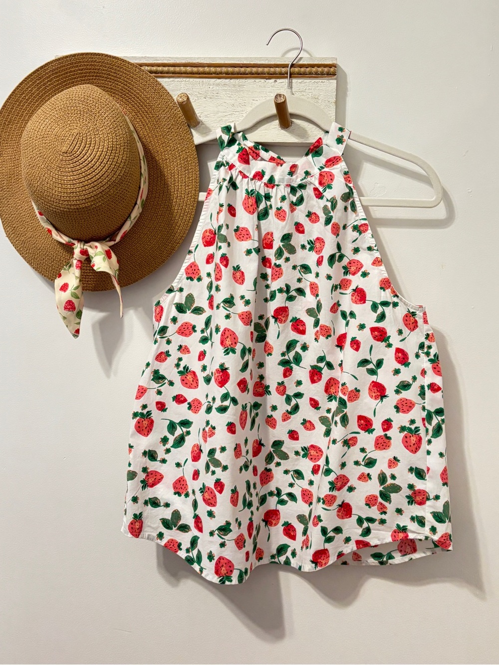 NWOT J Crew Factory Halter Strawberry Print Blouse 🍓